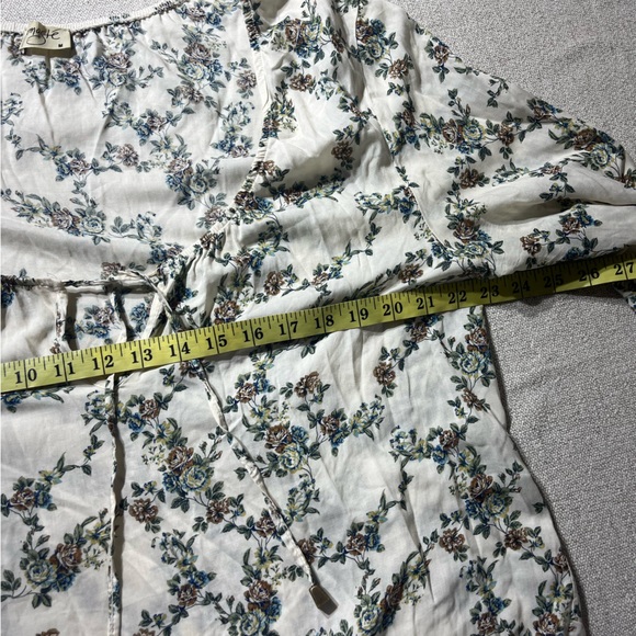 Namaste Floral Boho Relaxed Fit Billowy Lightweight Cottagecore Peasant Blouse - Picture 3 of 8
